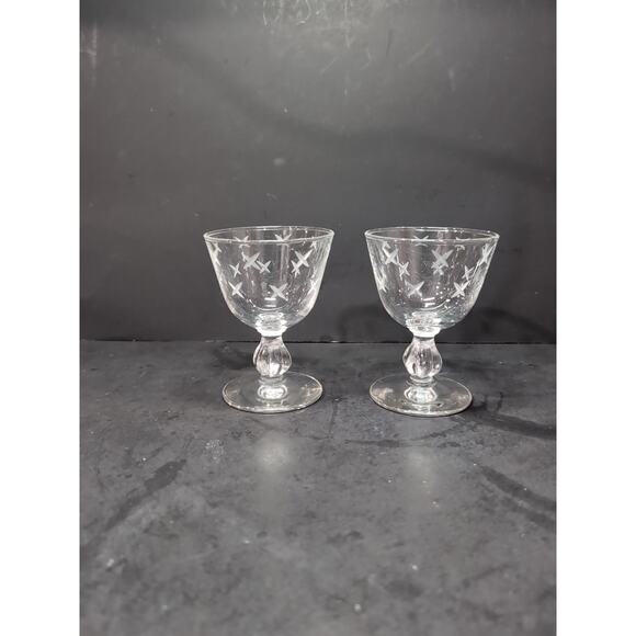 Libbey MCM X Gray Cut Stardust Atomic Champagne‎ Sherbet Goblet Glass Stemware - Picture 2 of 9